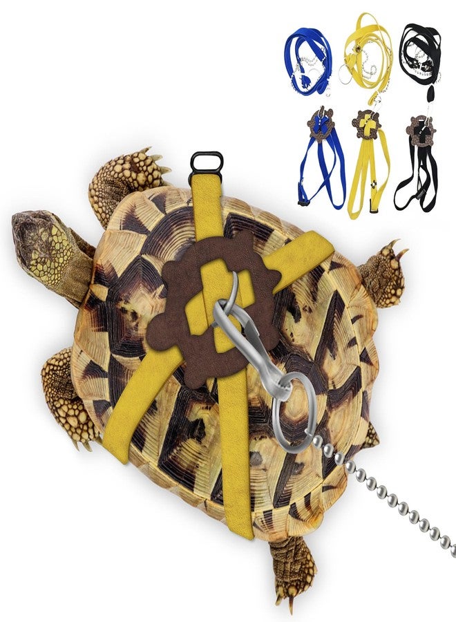HOKABLE Tortoise Turtle Leather Harness & Leash - Small Pet Turtle Supplies, Adjustable Control (S, Yellow) - Image 1